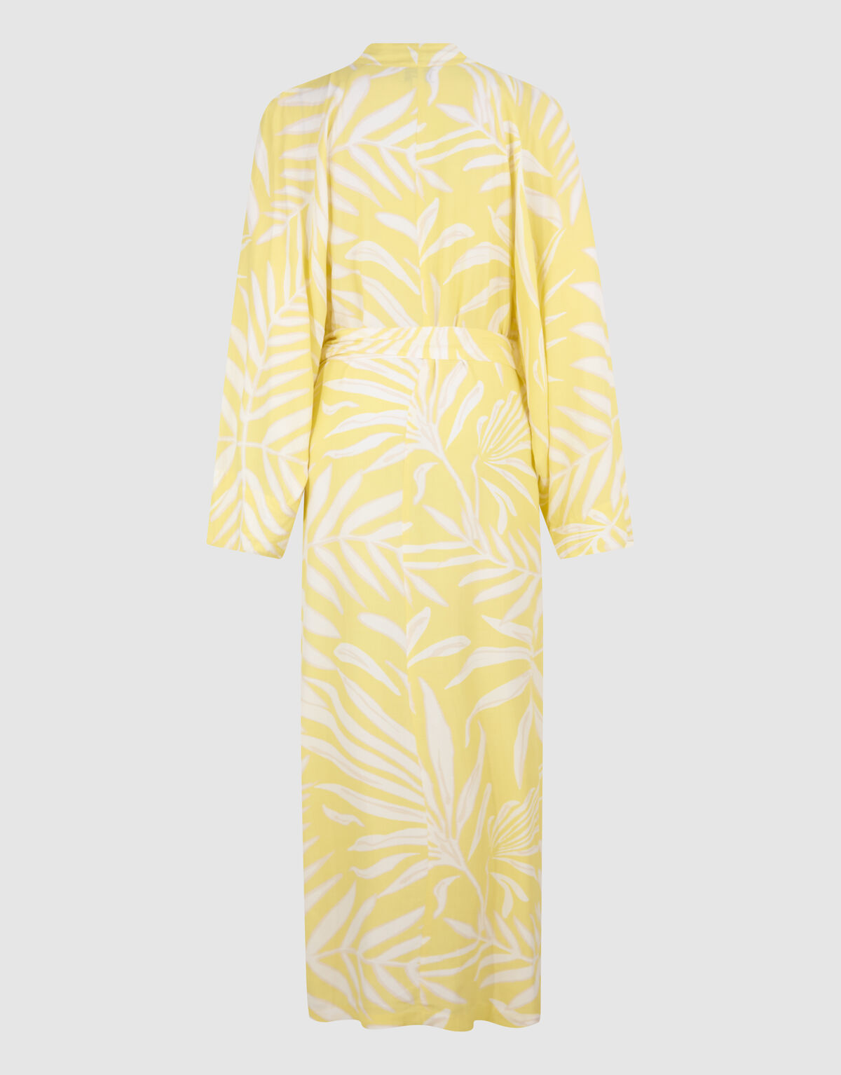 Printed Kimono Maxi Jurk Lichtgeel