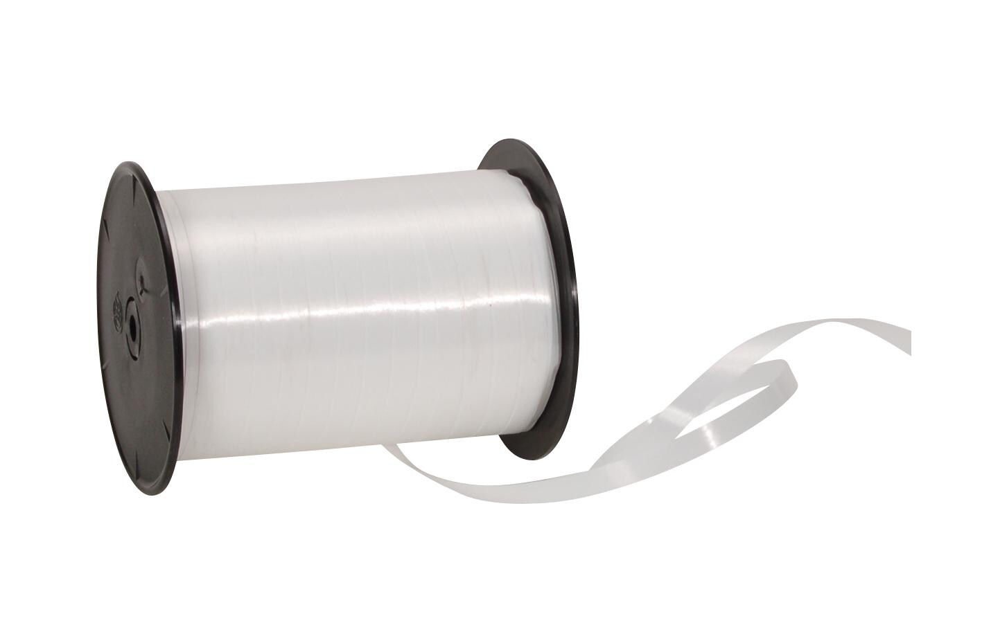 Geschenkband Poly Glatt 7 mm x 500 m, WeissKräuselband für Geschenke