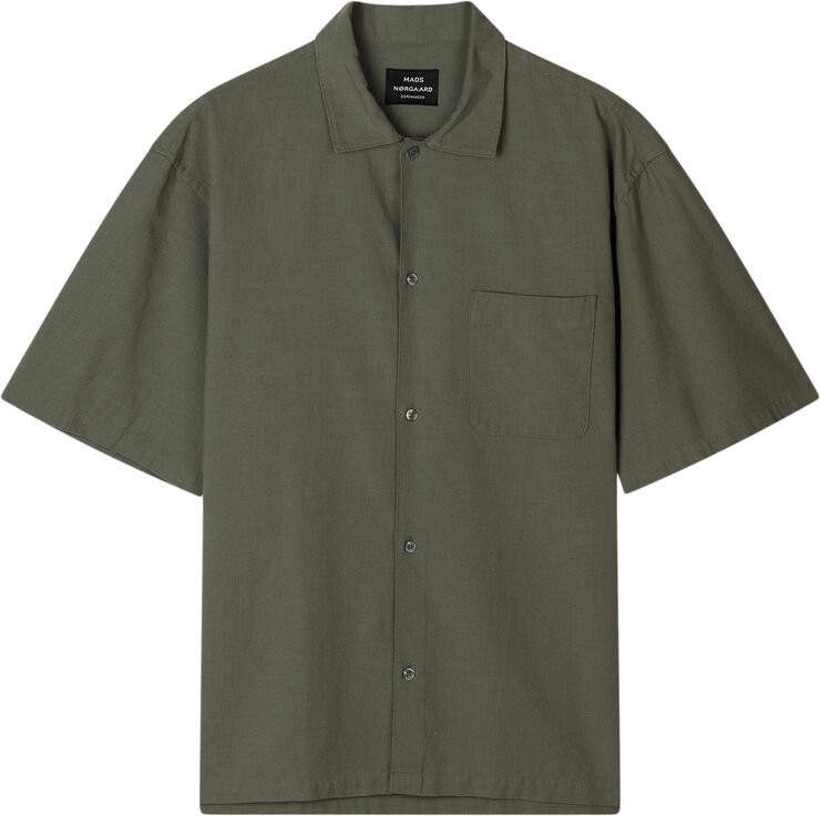 Mads Nørgaard - Copenhagen Grida Cotton Victor Shirt SS Olive night