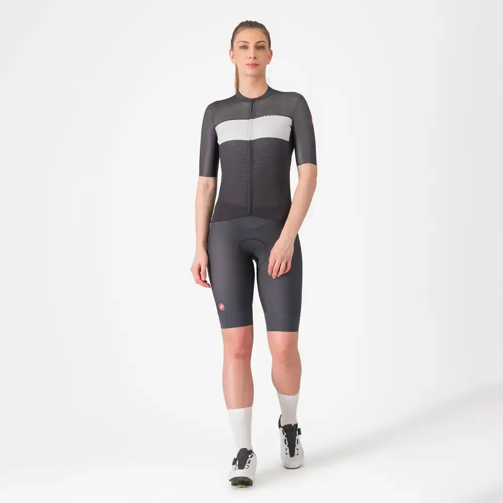 Castelli Elegante Fietsshirt Korte Mouwen Zwart/Grijs Dames