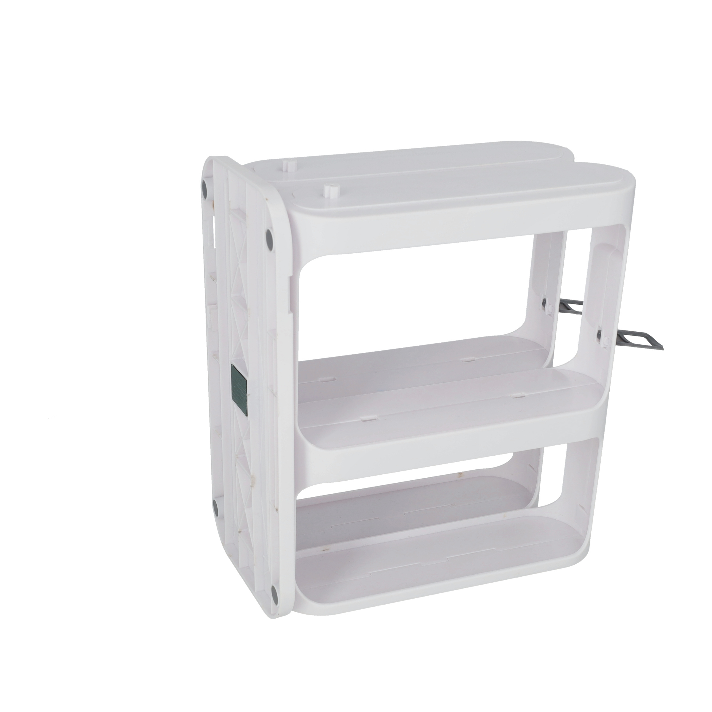 (27x27cm) 2-fach Ausziehbares Küchen Regal Universal Organizer Drehbares Aufbewahrungs Fach für Gewürze / Lebensmittel / Kosmetik - Weiss