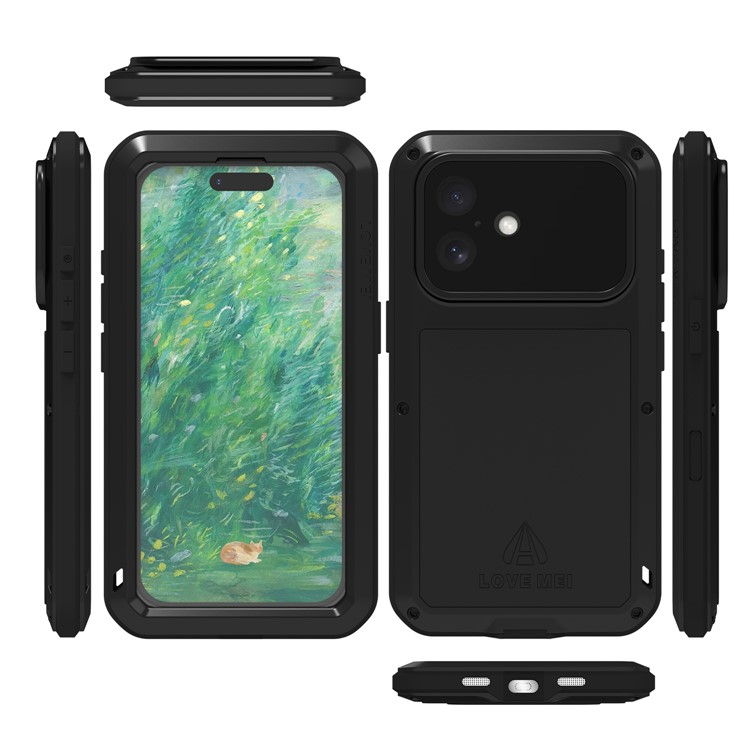 iPhone 16 Silikon Metall Outdoor Case   Panzerfolie - Schwarz