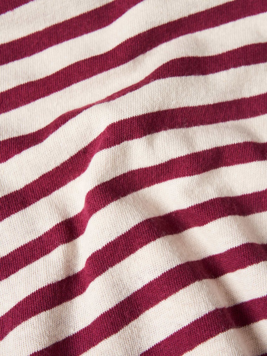 T-shirt às riscas em algodão e linho