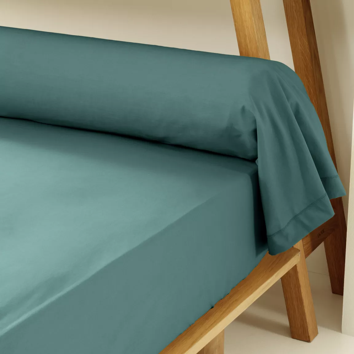 Taie de traversin percale de coton (L185 cm) Cali Bleu canard