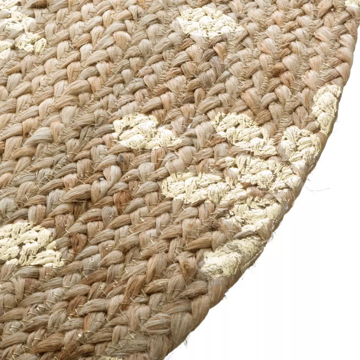 Tapis de salon jute rond (115 cm) Gold shine Or