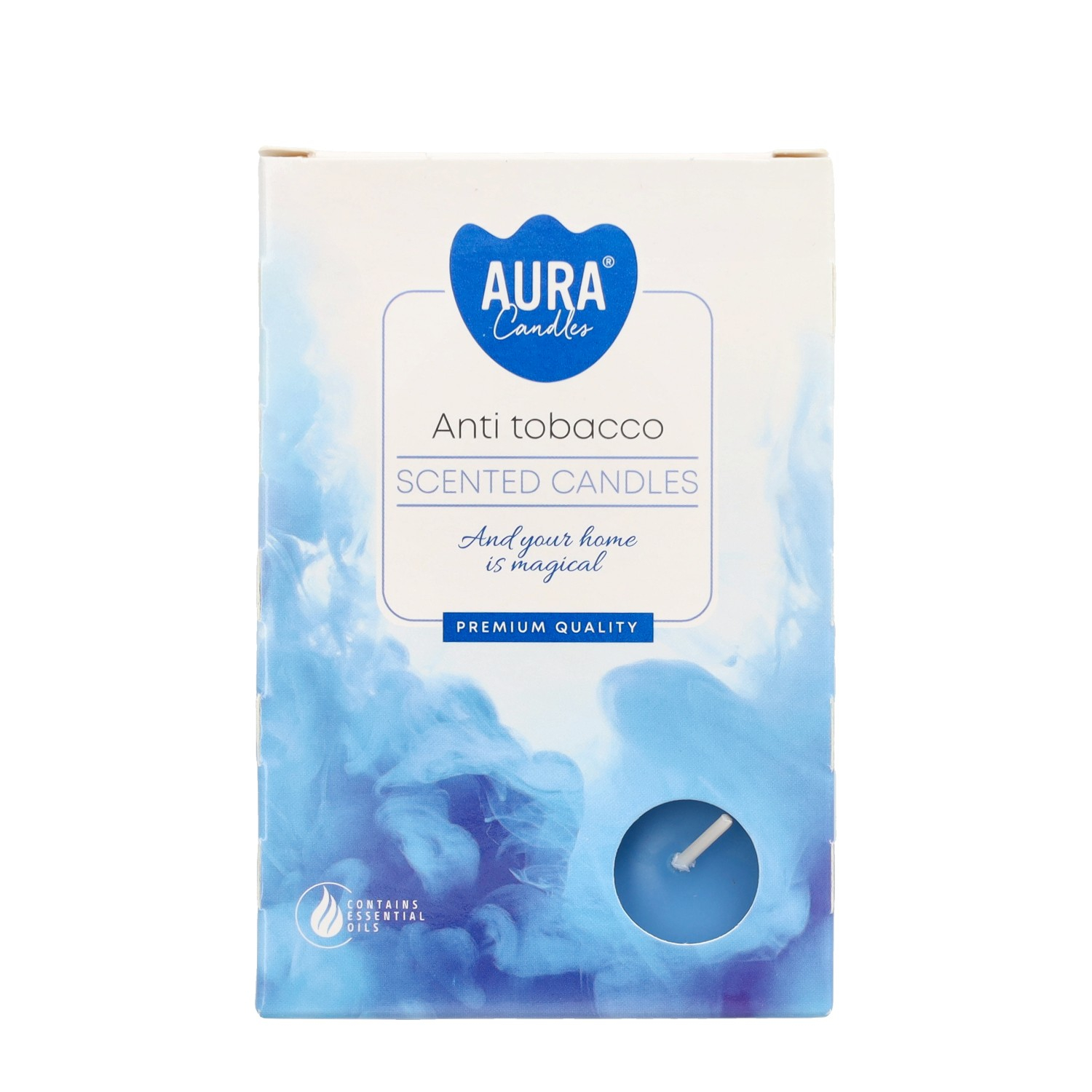 (6er Set) Ø37mm Duft Kerzen Flache Rechauds Aromatherapie Teelichter (54051) - Anti-Tabak