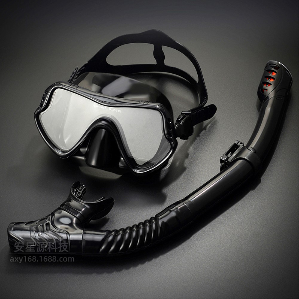 (2-tlg. Set) Taucher Equipment für Erwachsene Schnorchel Diving Kit Brille   Schnorchel - Schwarz