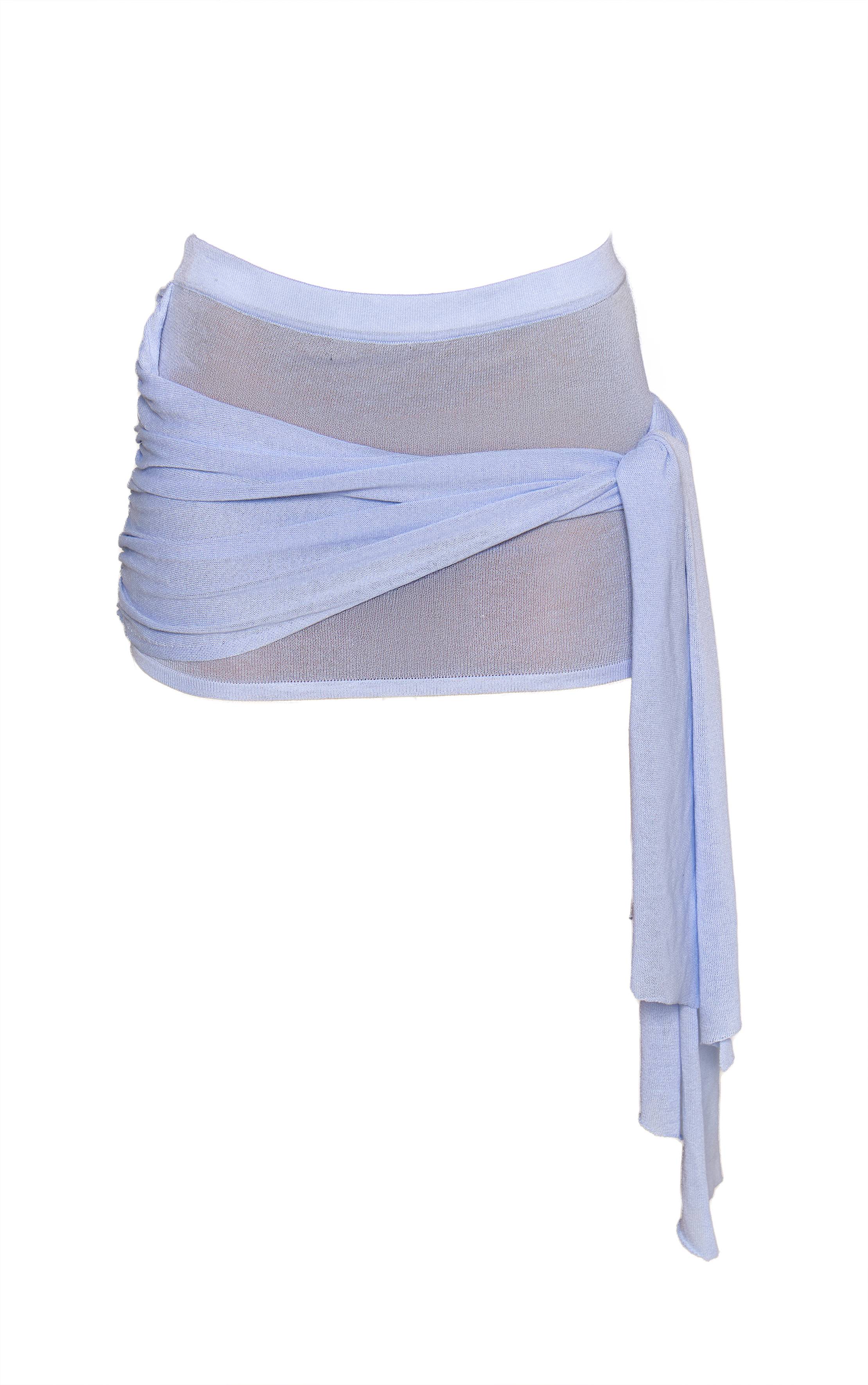 Bleu Layette Mini-jupe Drapée À Double Couche En Maille Fine