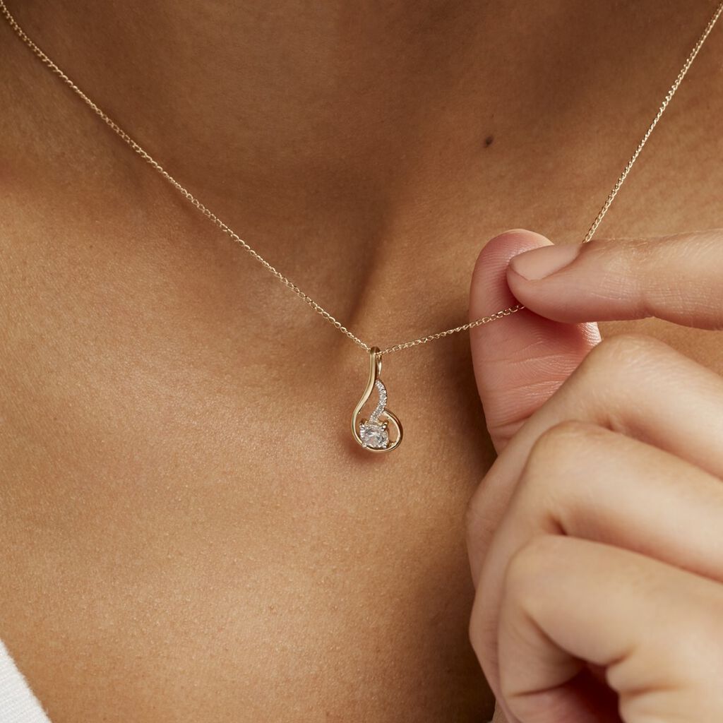 Collier Koline Or Jaune Oxyde De Zirconium