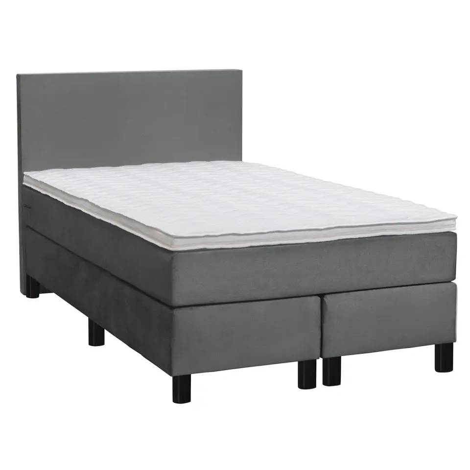 Boxspring Liv egaal - grijs - 120x200 cm - ronde poot
