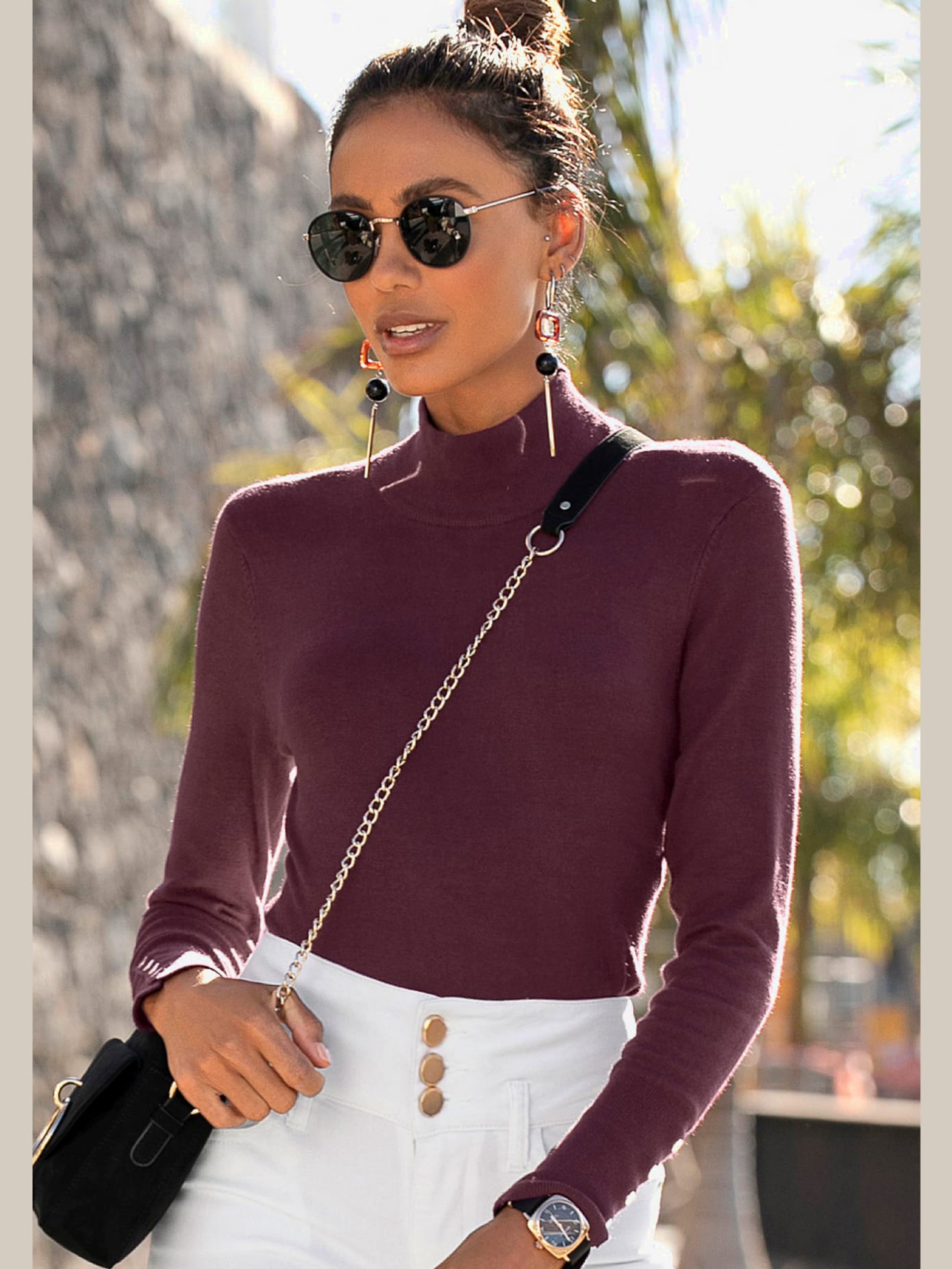Pull en tricot fin, encolure haute
