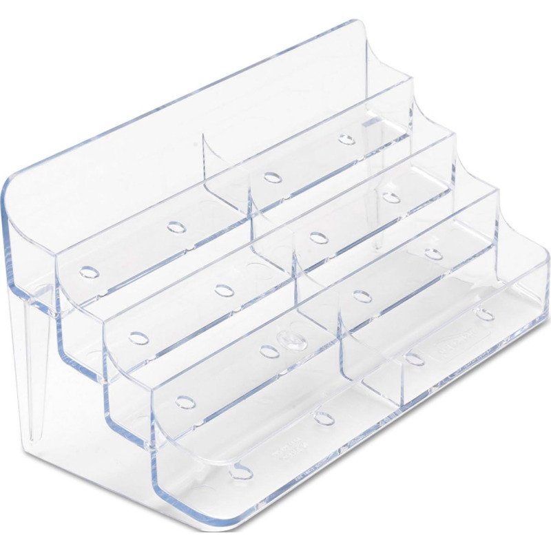 Porte-cartes de visite 2x4 compartiments - Dimensions L 20 x H 9,9 x P 9,2 cm coloris transparent