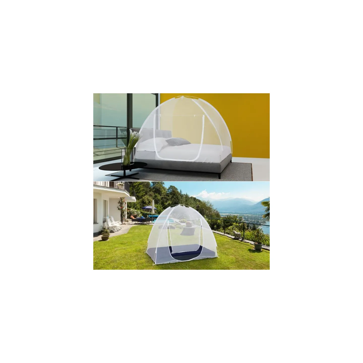 Moustiquaire dôme pop-up grandes dimensions 195x180 cm mobile pour lit