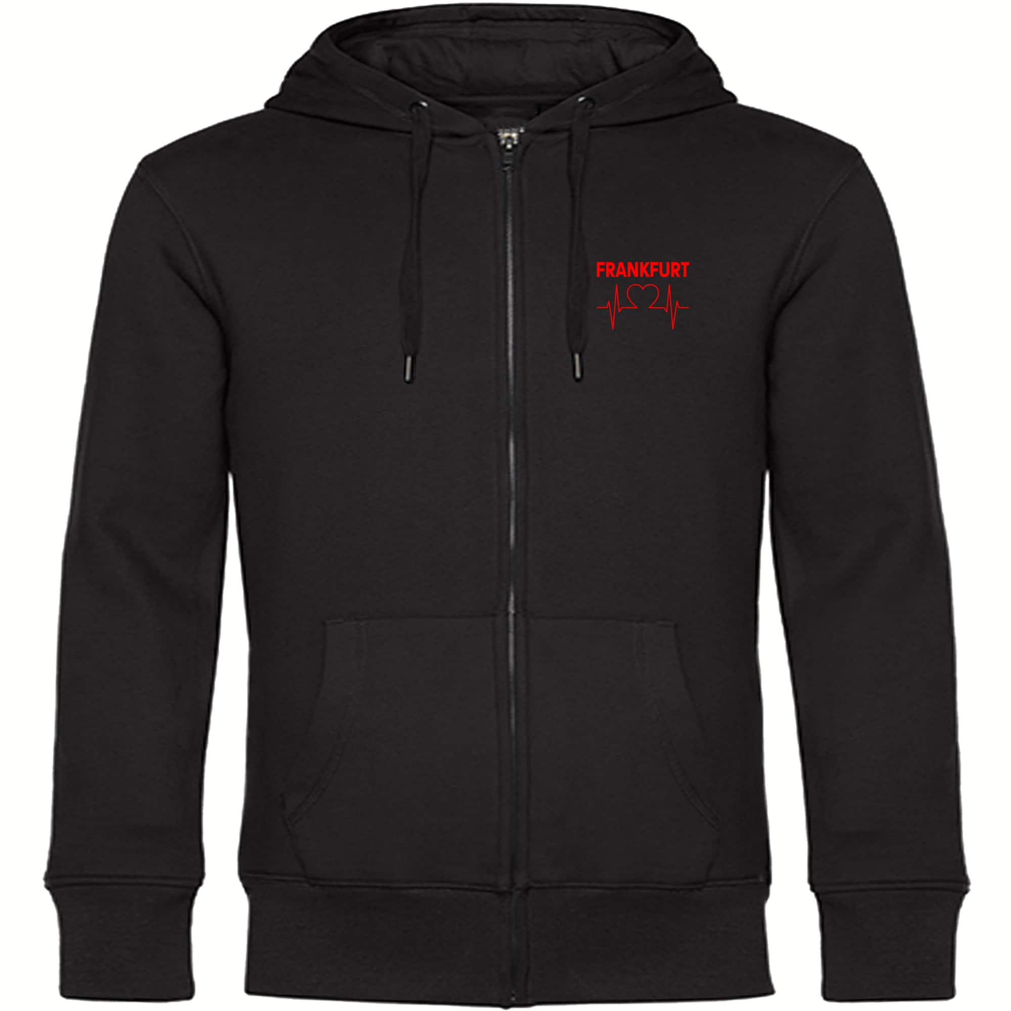 multifanshop® Kapuzen Sweatshirt Jacke - Frankfurt - Herzschlag - Druck rot