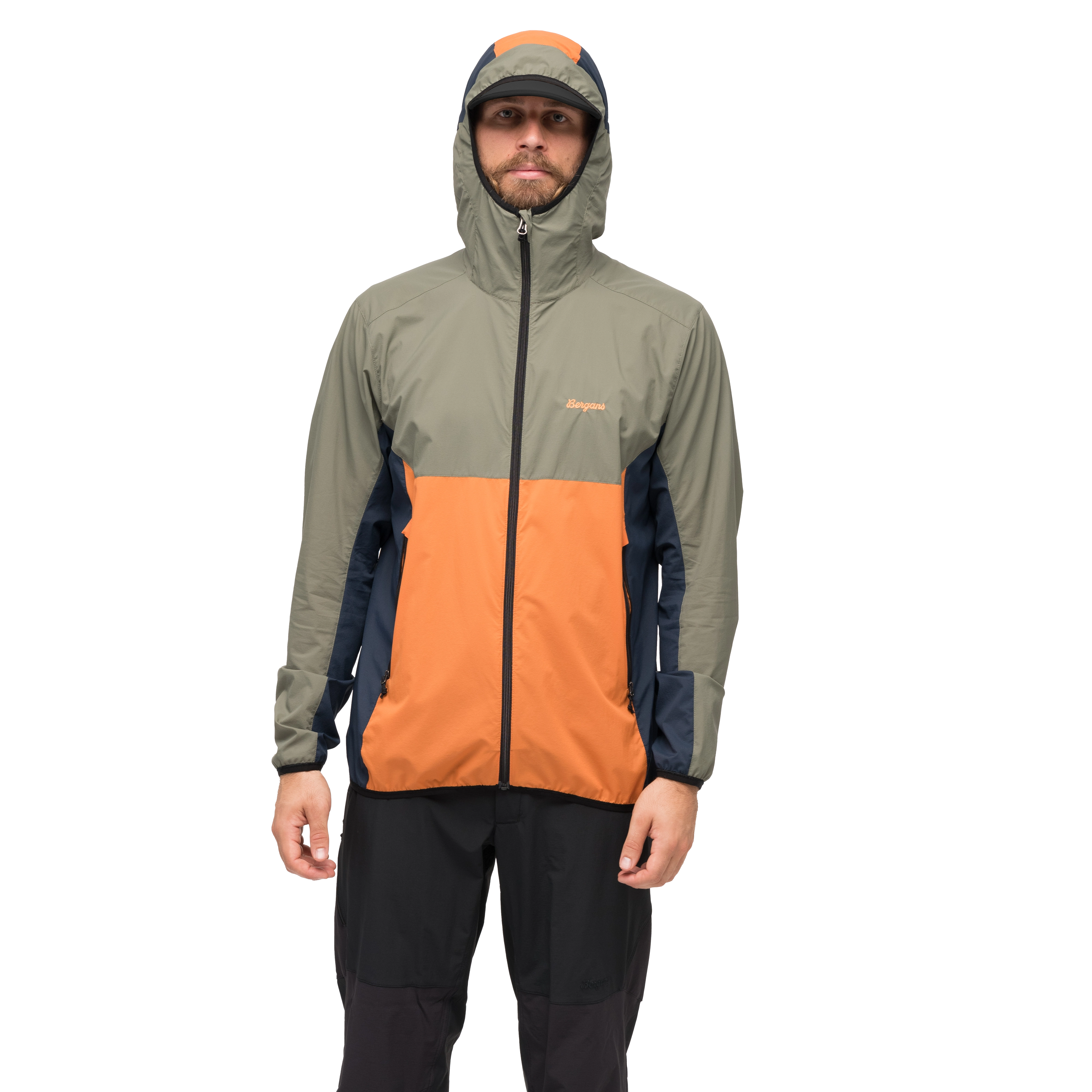 Vaagaa Windbreaker Jacket Men Faded Orange / Green Mud