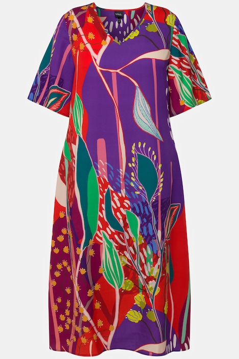 Midikleid, Lyocell, A-Linie, V-Ausschnitt, Halbarm