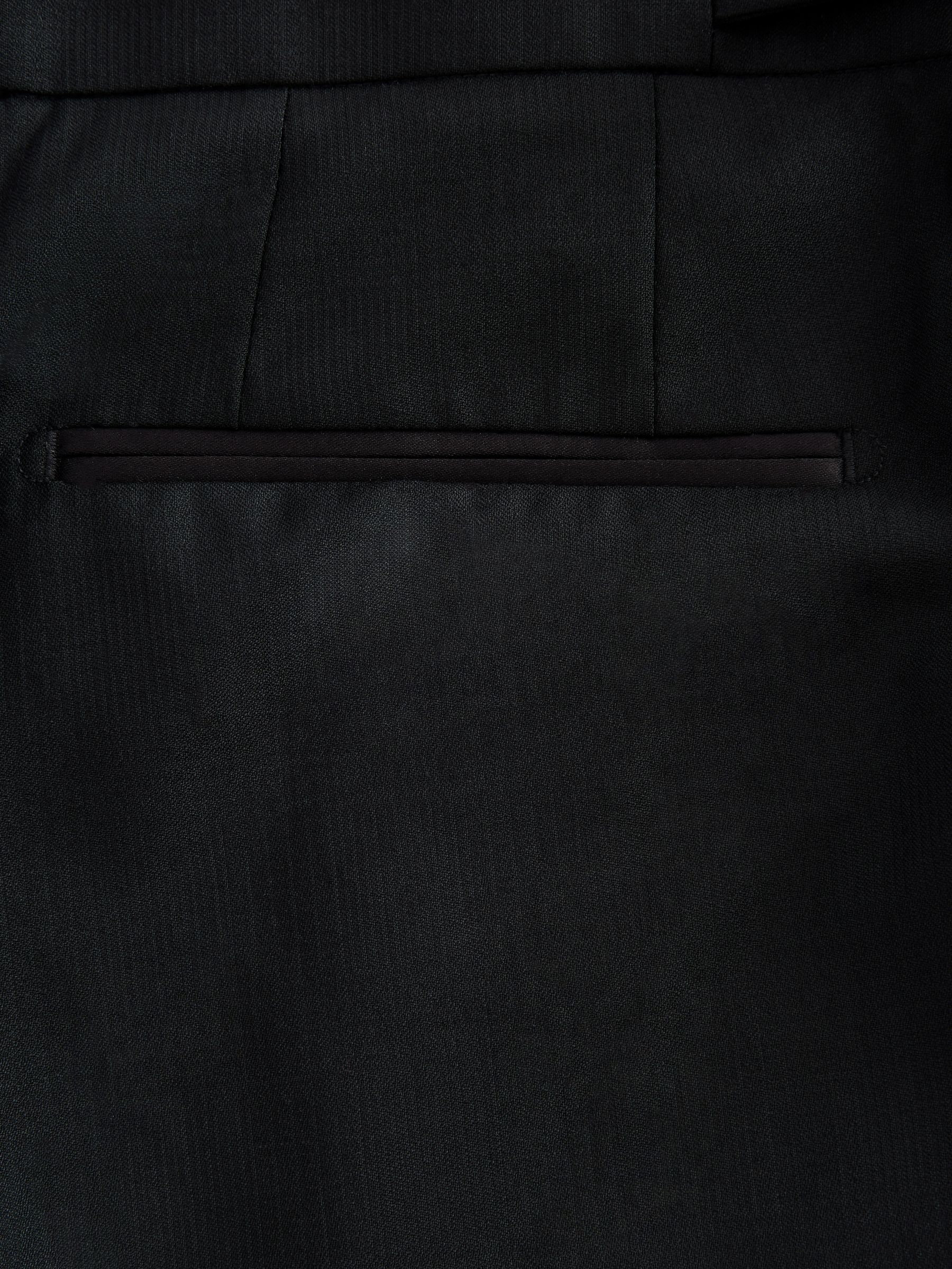 Zwart - Signature Marzotto 100% Italian Wool Check Tuxedo Suit Trousers