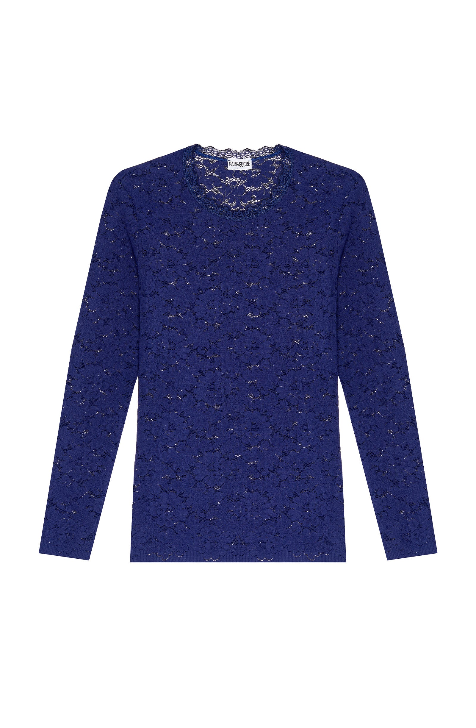 tissia Top col rond manches longues en dentelle encre Encre