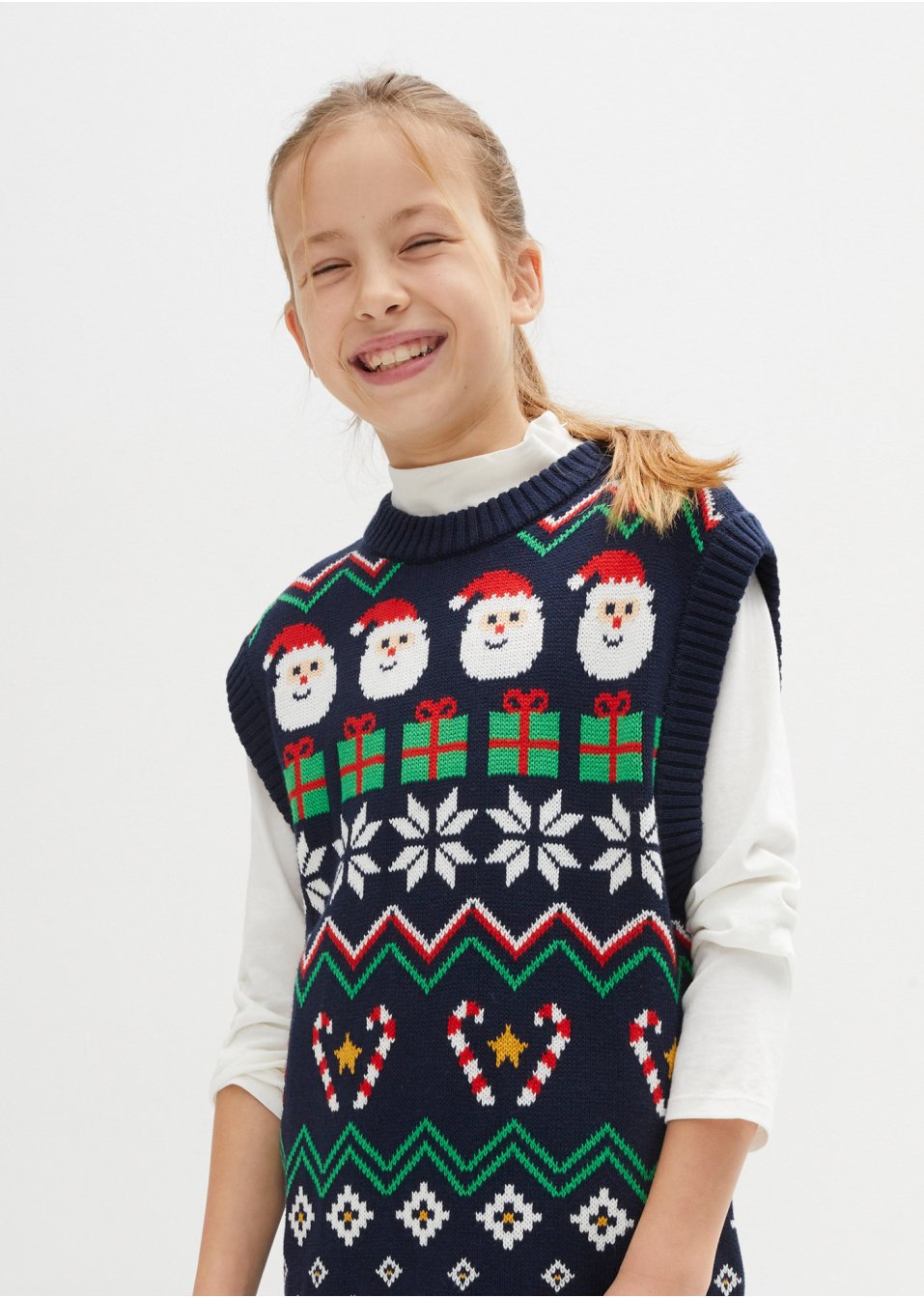 Pull de Noël enfant sans manches en maille
