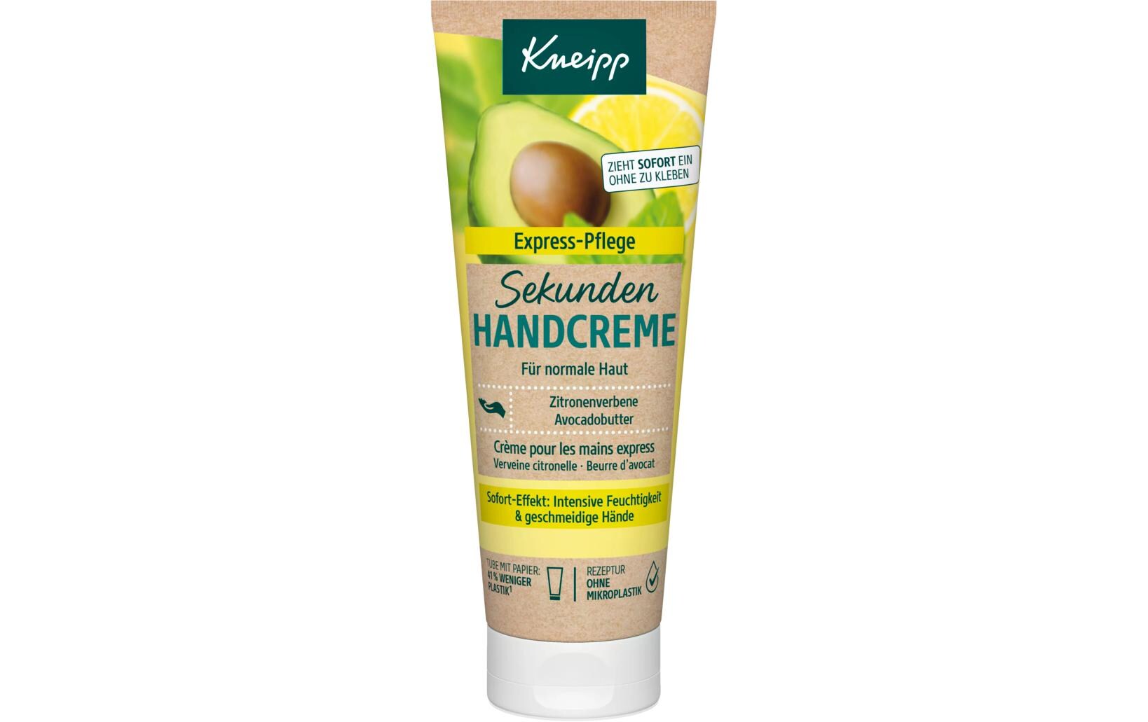 Sekunden Handcrème 75 mlNatürliche Handpflege mit Avocadobutter, Jojobaöl und Zitronenverbene
