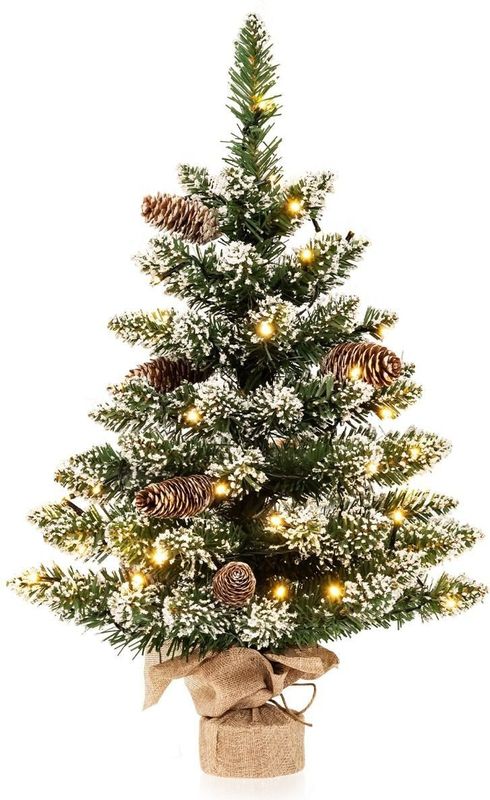 Coast Mini Kerstboom Besneeuwd met LED-verlichting en Dennenappels - 64cm