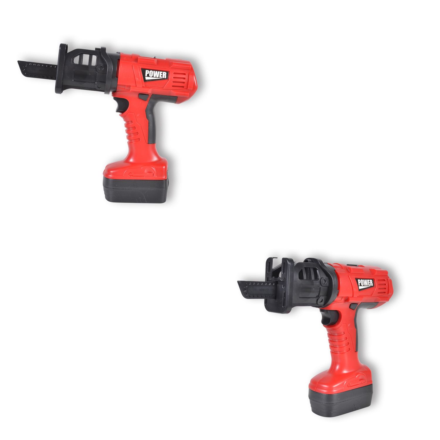 Moni Kinder-Elektrowerkzeug T1404 Säge, Schraubendreher 5-teilig, drei Aufsätze rot
