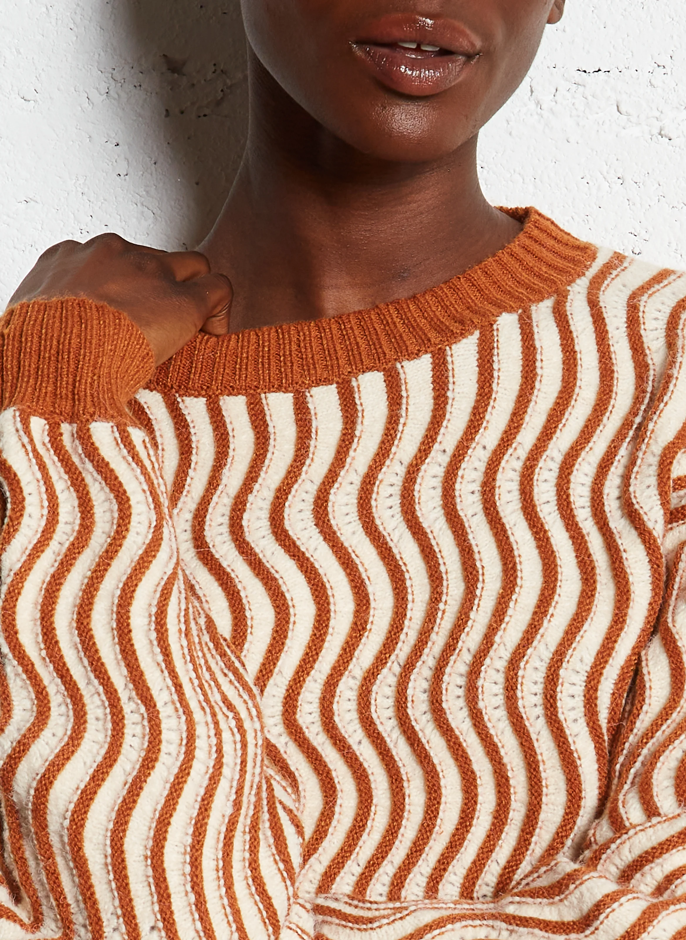 Pull droit en maille | Marron
