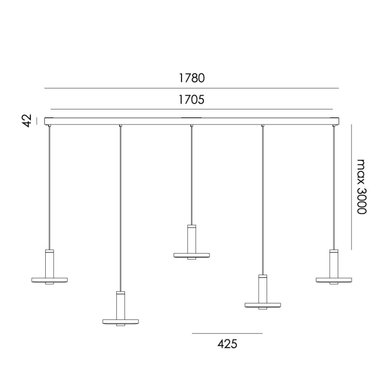 Tonone Beads 5 cluster hanglamp LED lineair zwart
