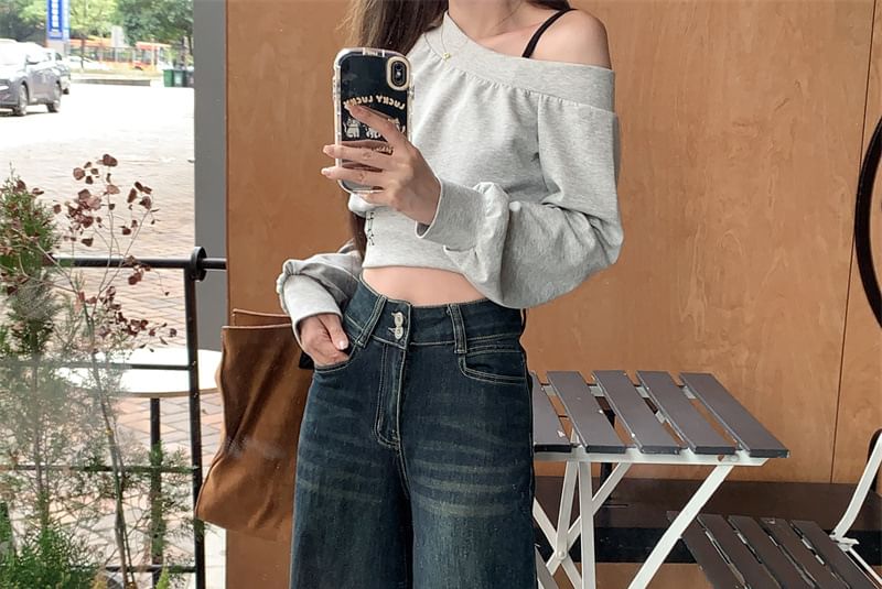 Joyciful - High Waist Washed Wide Leg Jeans