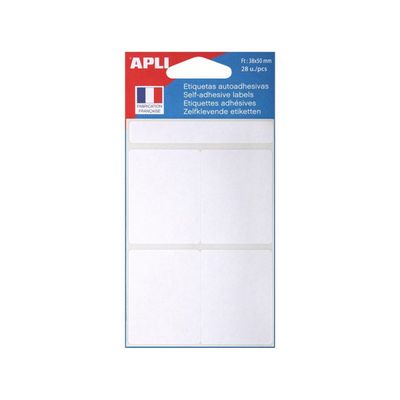 Apli Agipa - 28 Étiquettes adhésives blanches - 38 x 50 mm - réf 111913