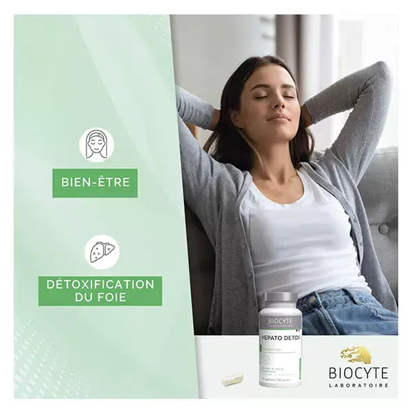 Biocyte Hepato Detox Bien-être Foie Chardon Marie Fenouil Artichaut 60 gélules