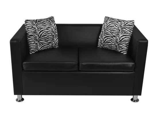 Jeu de canapé à 2 places et à 3 places et fauteuil Noir