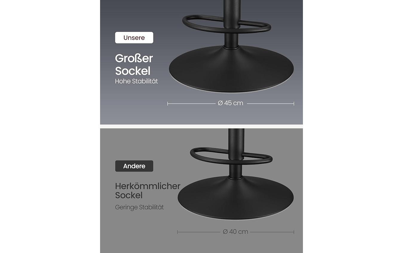 Barhocker 2er Set 48 x 90 cm/112 cm, Schwarz<br>Stabile Barstühle aus Kunstleder