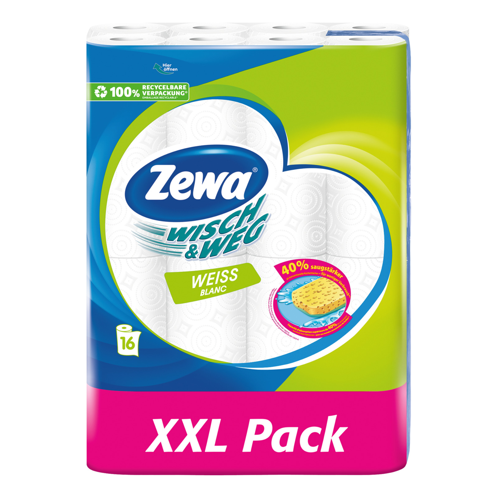 Zewa Haushaltpapier weiss 16 Rollen