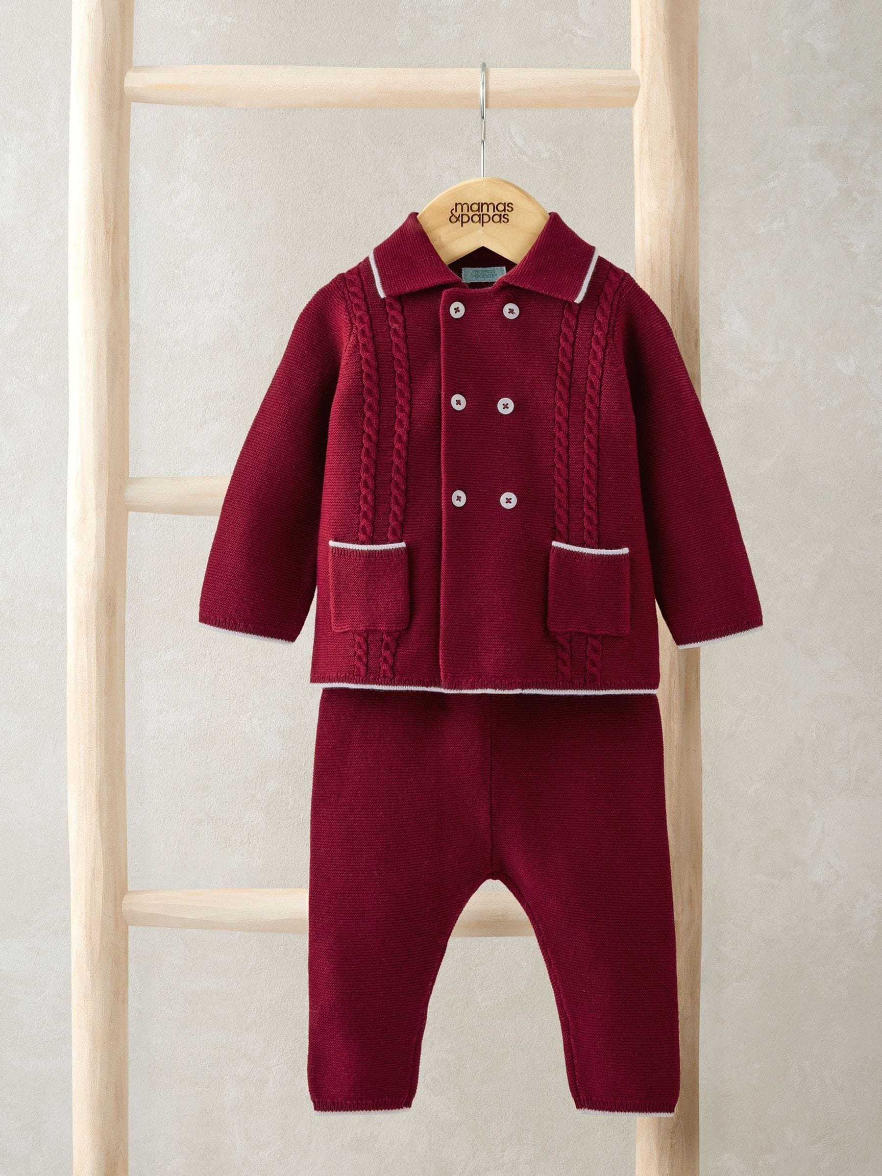 Mamas & Papas Rood Mr Santa Kerstmis Top & Leggings Gebreide Set