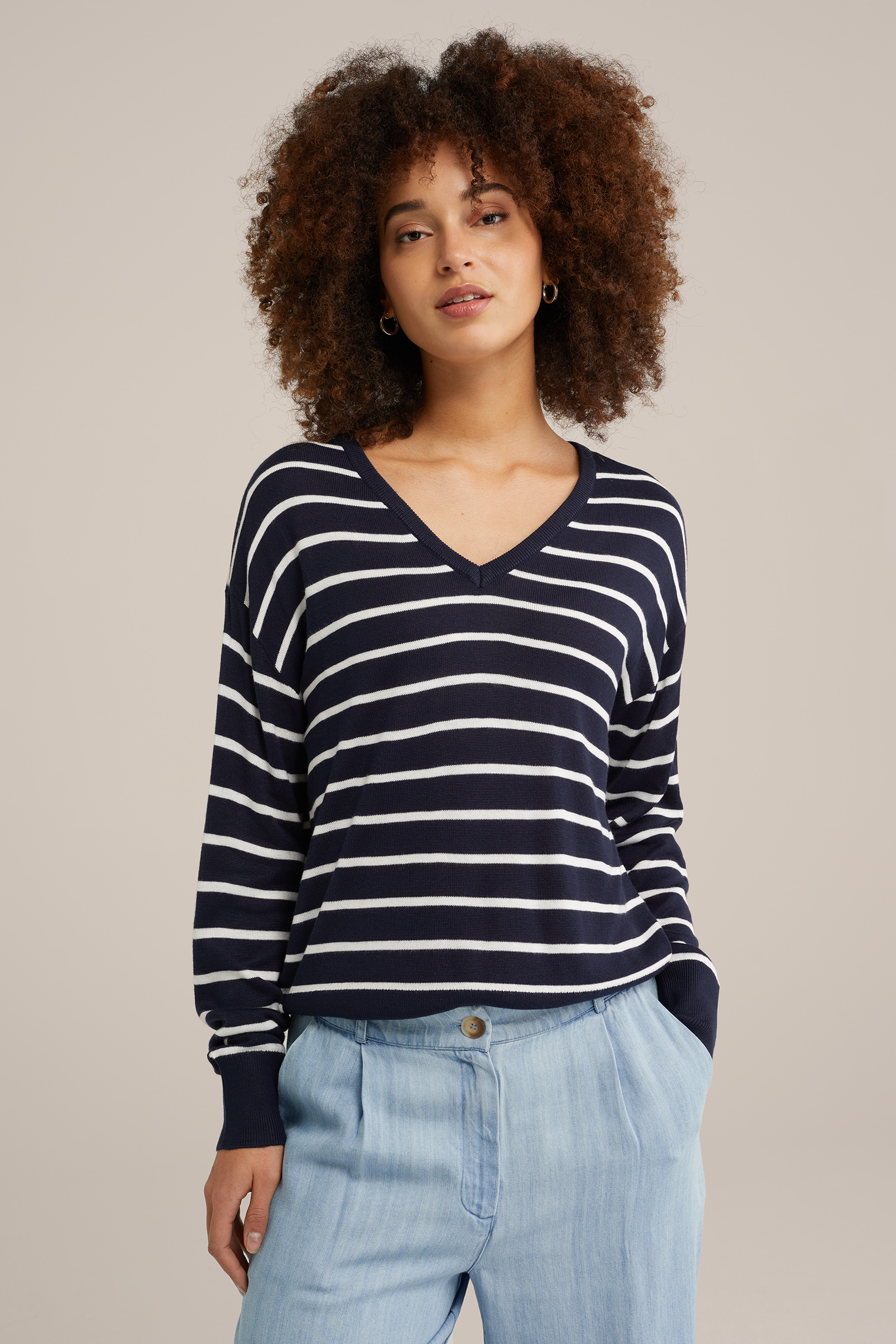 trui met dessin WE Fashion Donkerblauw