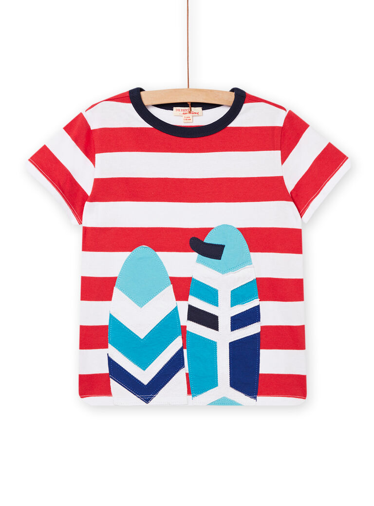 T-shirt à rayures manches courtes rouge enfant garçon