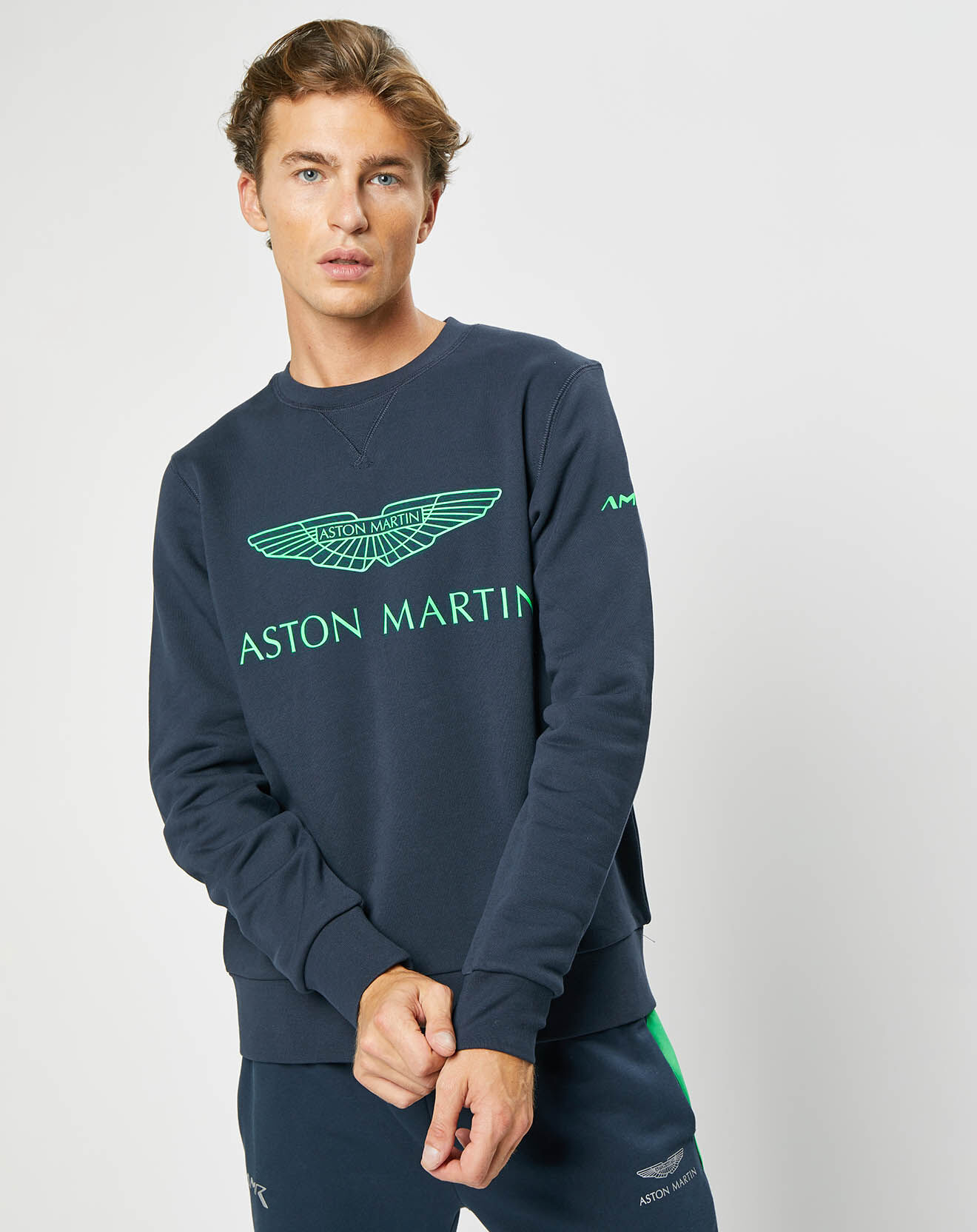 Hackett London Sweat Logo Fluo Aston martin Racing bleu marine/vert
