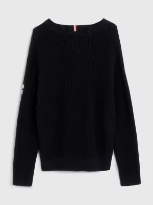 Suéter Hilfiger Monotype de malha canelada