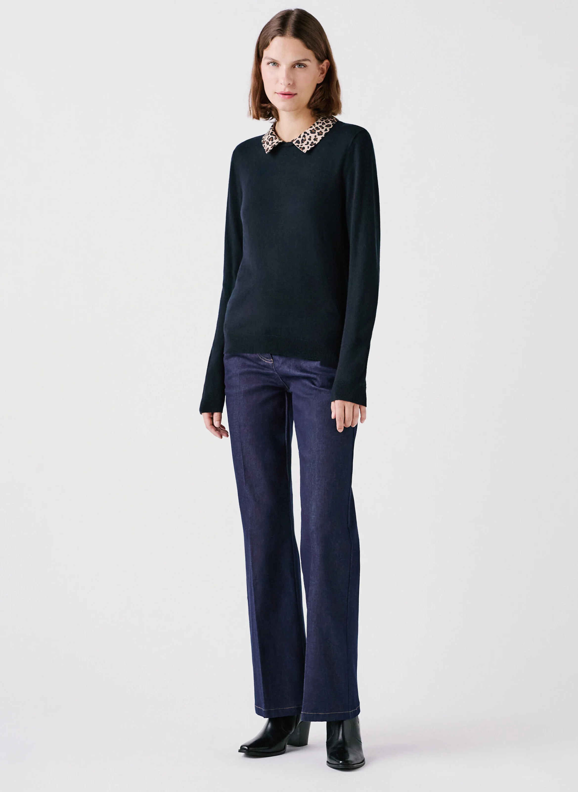 MPAOLA - Pull droit col classique| Noir