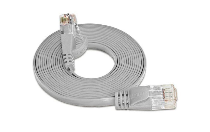 Slimpatchkabel RJ-45 - RJ-45, Cat 6, UTP, 1.5 m, GrauUnscreened/Unshielded Twisted-Pair-Kabel (UTP) mit Klinkenschutz