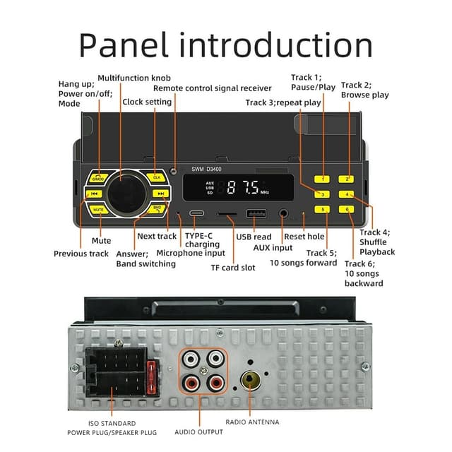 Bluetooth Stereo Bil Stereo FM Radio MP3-afspiller Telefonholder