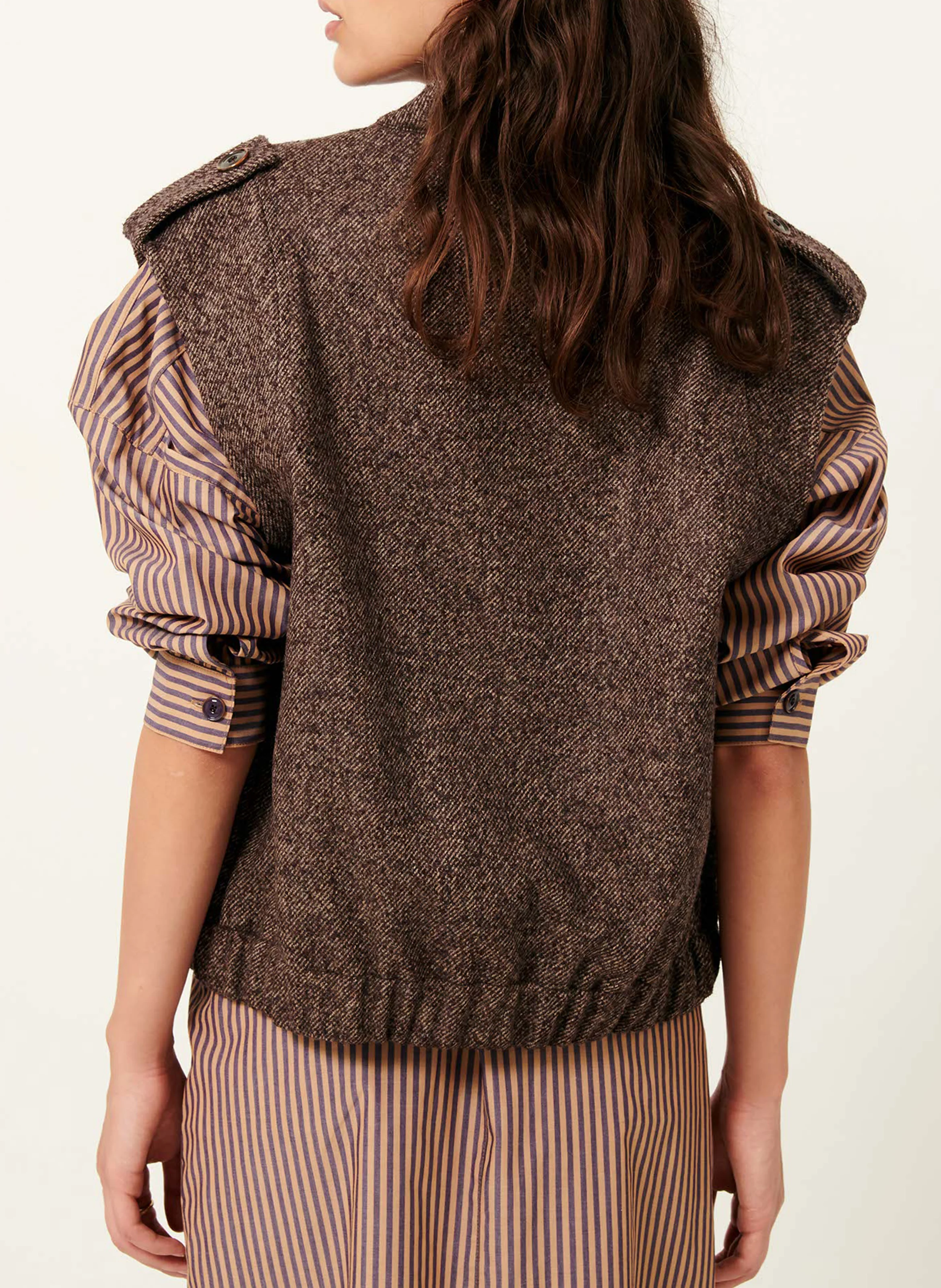 LANDIE JACK - Blouson col tailleur droite| Marron