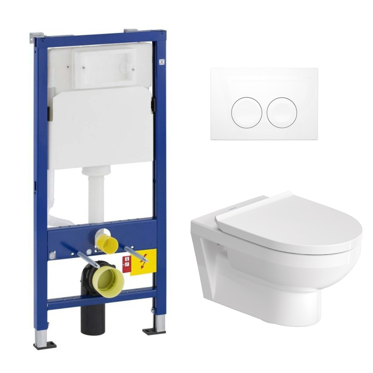 Geberit UP100 toiletset met Duravit No. 1 randloos toilet wit glans en softclose zitting