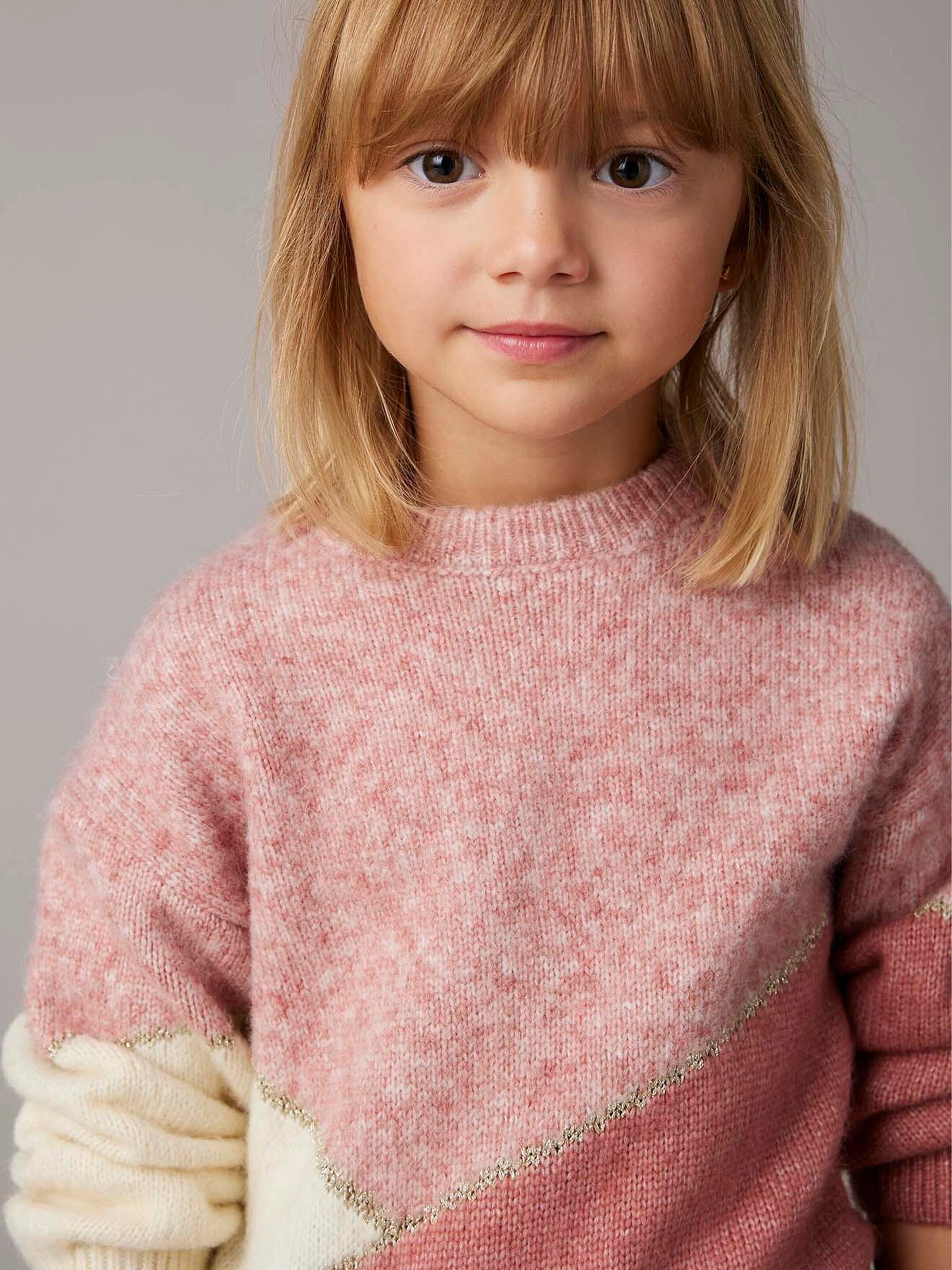 Vertbaudet Mädchen Pullover im Colorblock-Style pudrig rosa