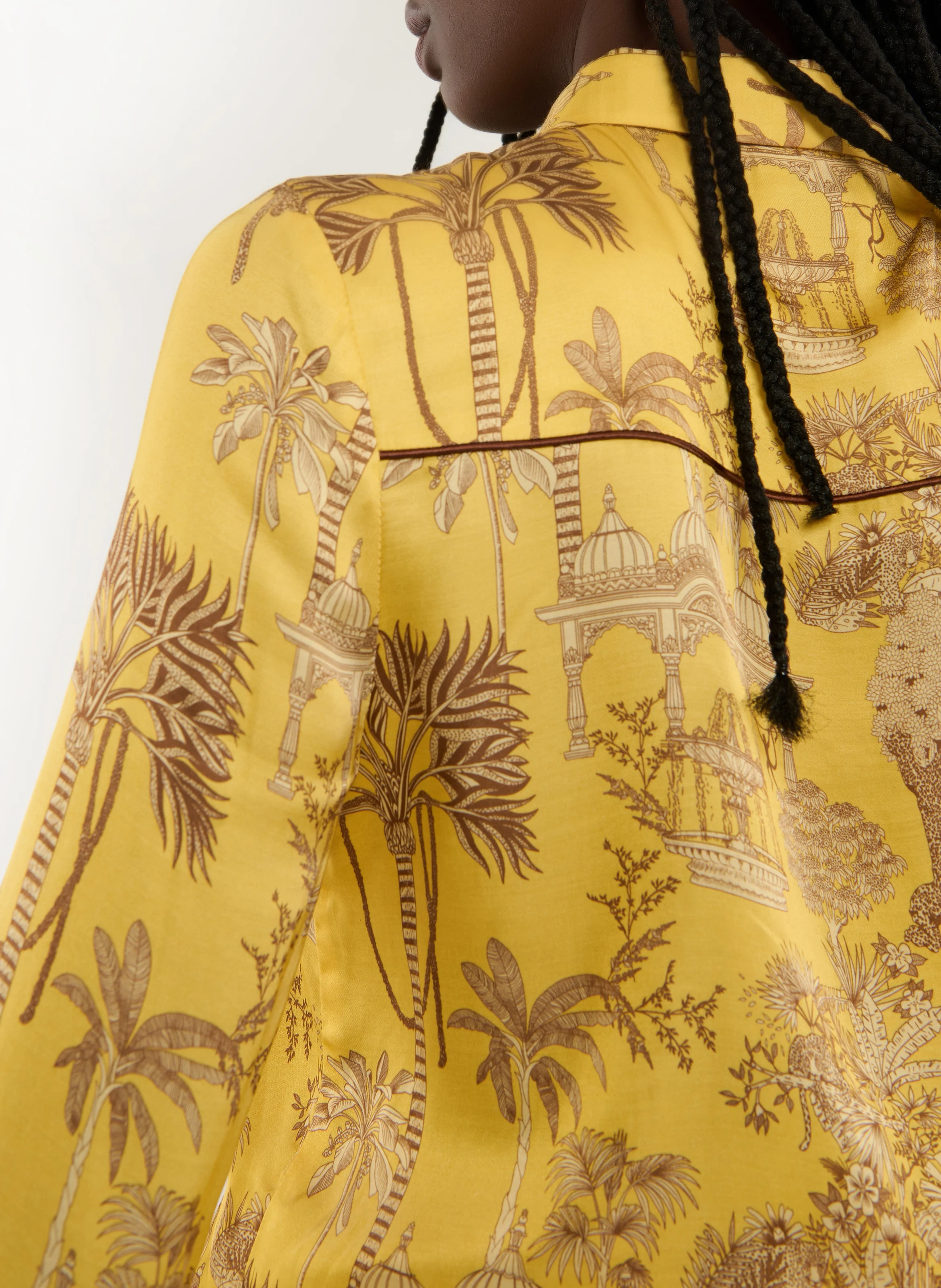 MANI - Chemise ajustée imprimée satinée| Marron