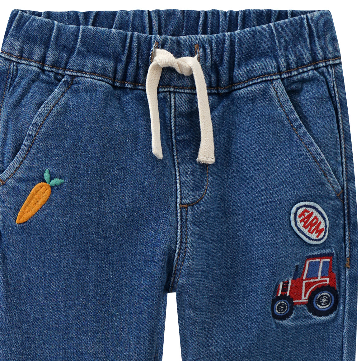 Topomini Baby Pull-on-Jeans mit Stickereien blau