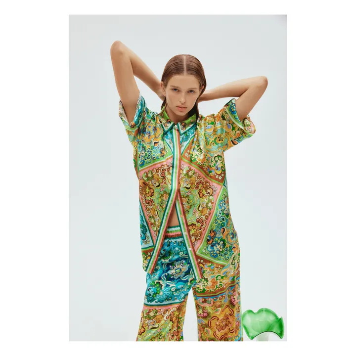Alémais Chemise Dreamer Satin de Soie | Vert