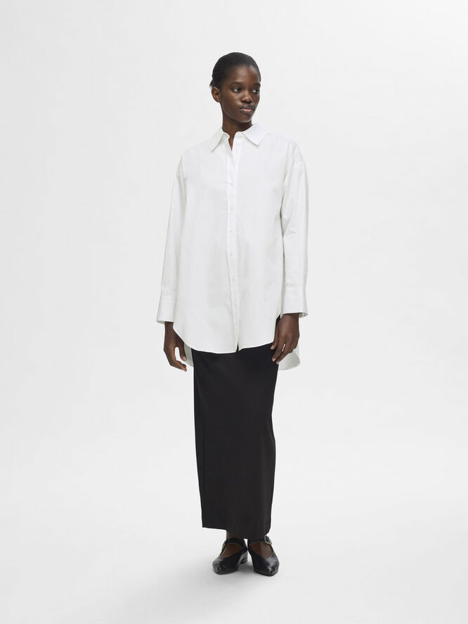 Selected Femme SLFAURA LS SHIRT B Hvid
