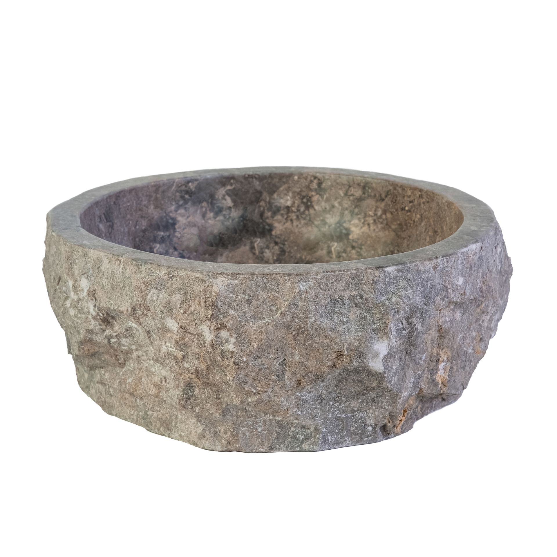 Sanigoods River waskom natuur marmer 30-35x15cm grijs